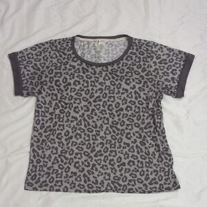 Lucky Brand Leopard Print Top, Color Gray Size XXL